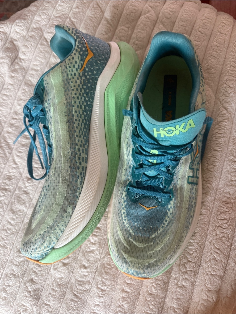 Hoka Women's Teal and Mint Running Shoes